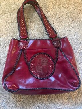 BCBGirls Red Studded Leather Shoulder Bag y2k